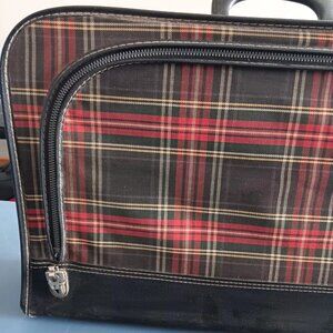 Vintage Red & Black Tartan Plaid Softshell Suitcase Luggage Carry On With Key